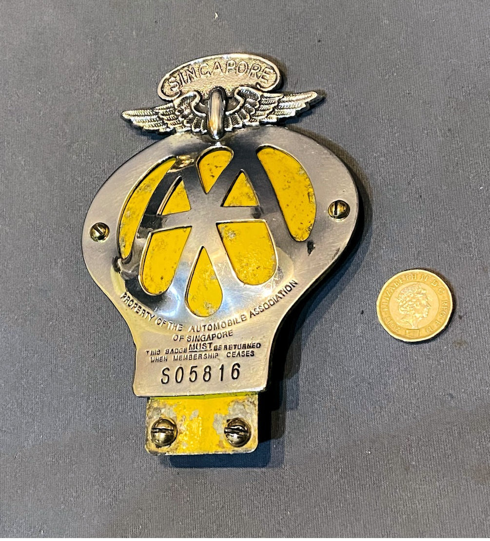 Singapore AA Badge — Chrome, 1960's