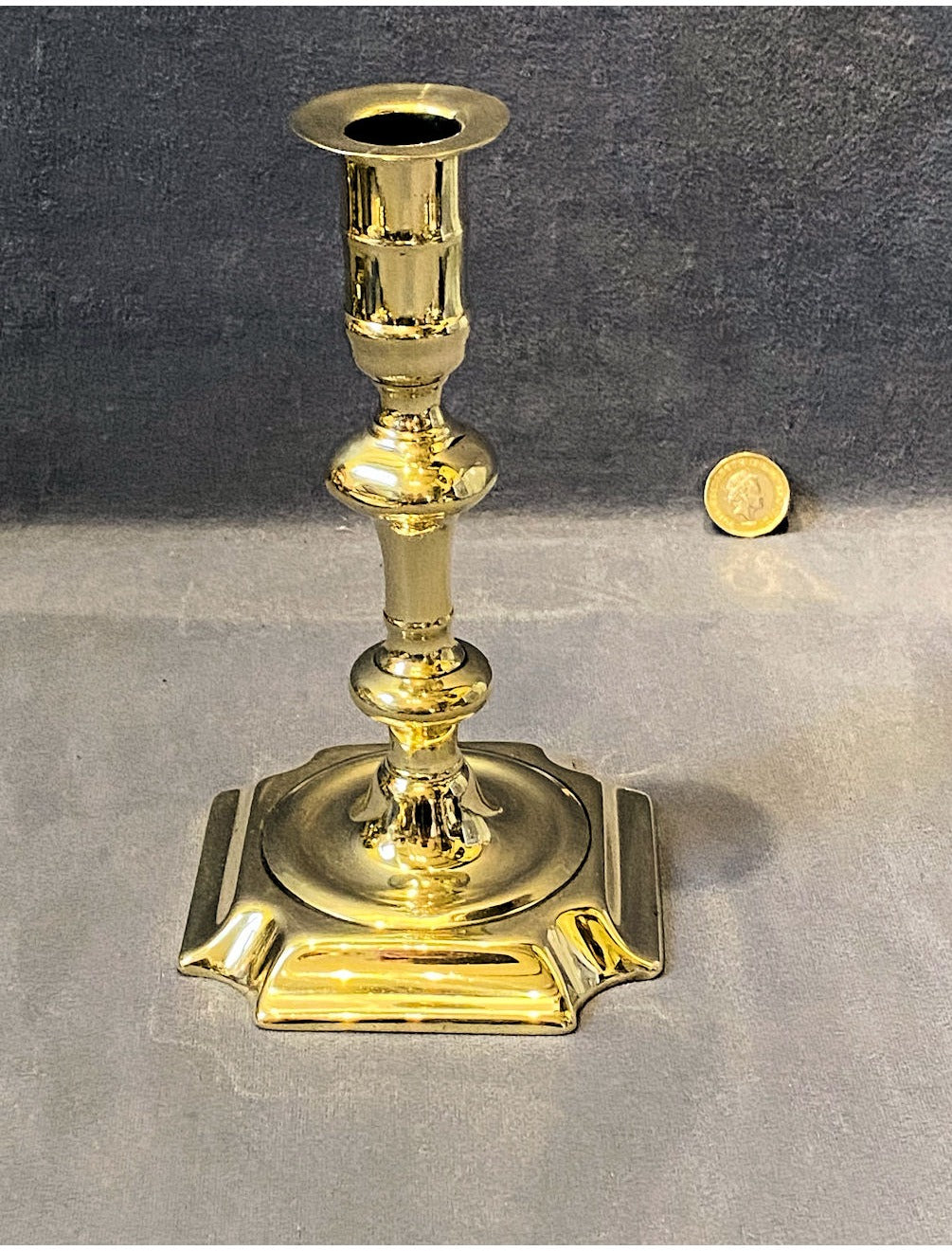 Single 18th Century Seamed Brass Candlestick — view 2
