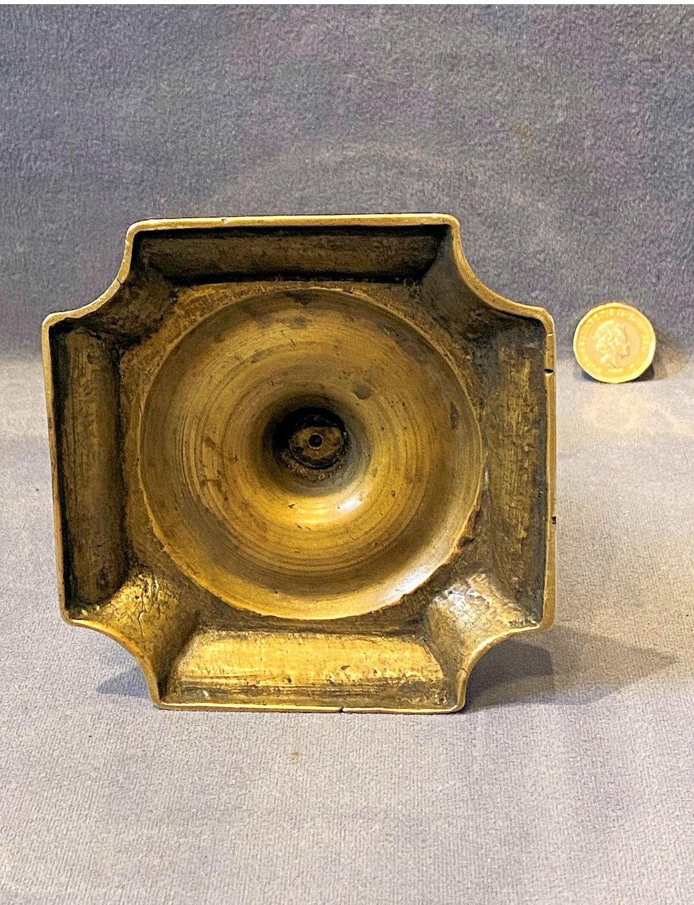 Single 18th Century Seamed Brass Candlestick — view 3