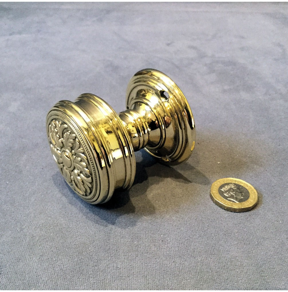 Single Brass Door Handle — view 2