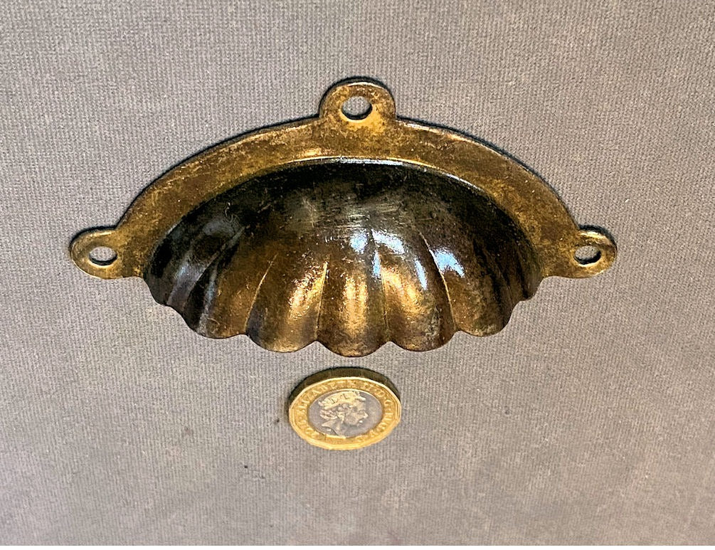 Single Ribbed Oxidised Drawer Pull, 2 similar available — Steel, circa 1900