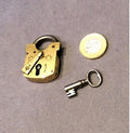 Small Brass Padlock and Key — Brass, circa 1900