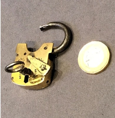 Small Brass Padlock and Key — view 3