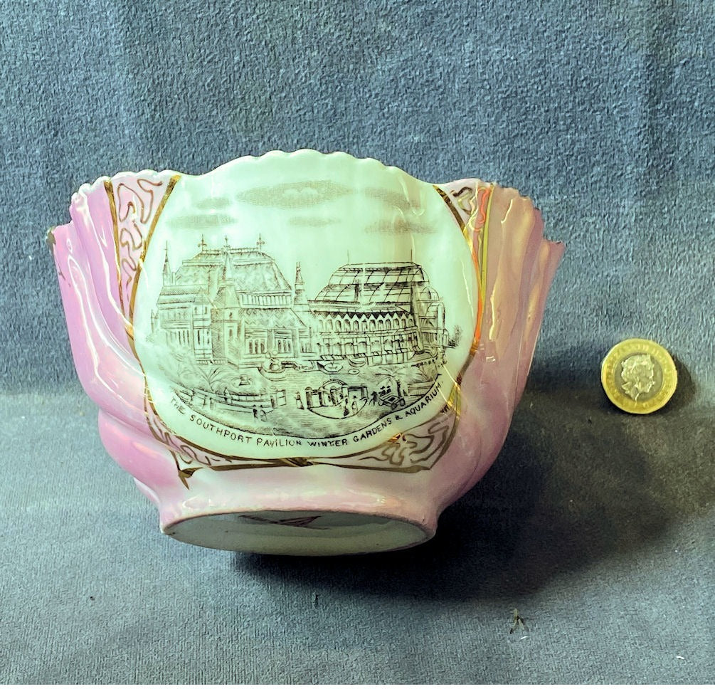Southport Pavilion Sugar Bowl — Ceramic, late 19th century