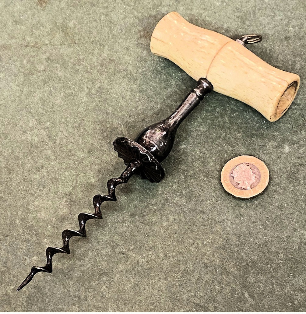 Steel & Bone Corkscrew — Steel, late 19th century