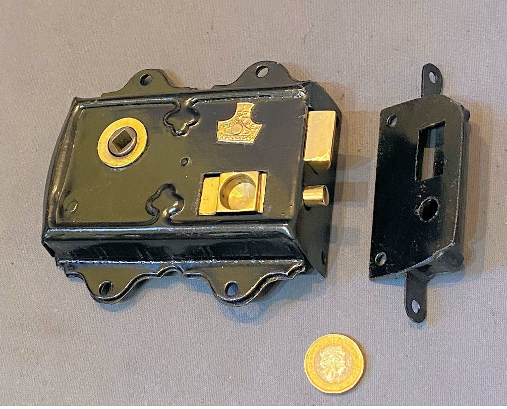 Steel Cased Rim Latch — Steel, 1900