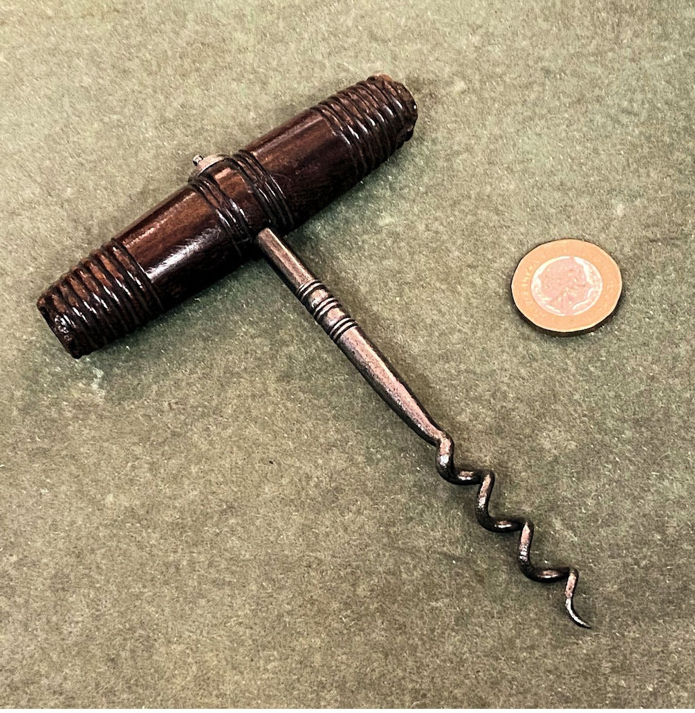 Steel Corkscrew with Mahogany Grip — Steel, late 19th century