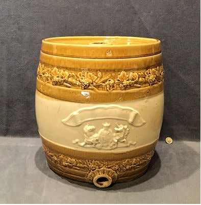 Stoneware Oval Spirit Barrel — Stoneware, late 19th century