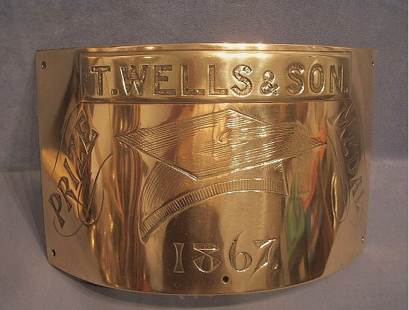 T.Wells Brass Name Plaque — Brass, 1867