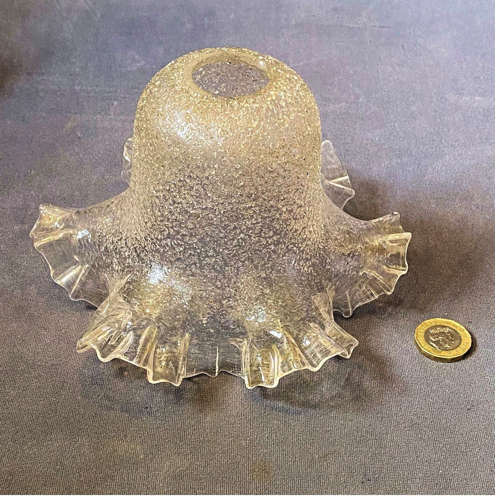 Textured Clear Glass Lamp Shade — Glass, 1920's