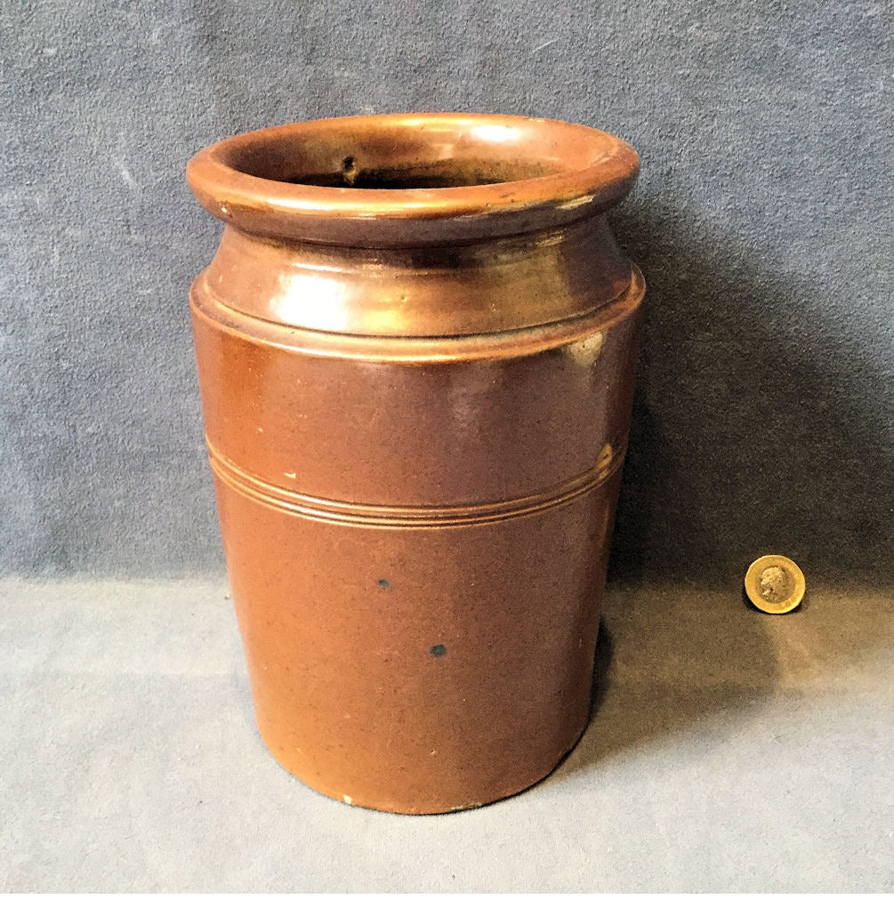 Treacle Glazed Stoneware Preserve Jar — Stoneware, late 19th century