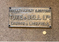 Tuke & Bell Ltd Cast Iron Manufacturers Plate — Cast iron, late 19th century