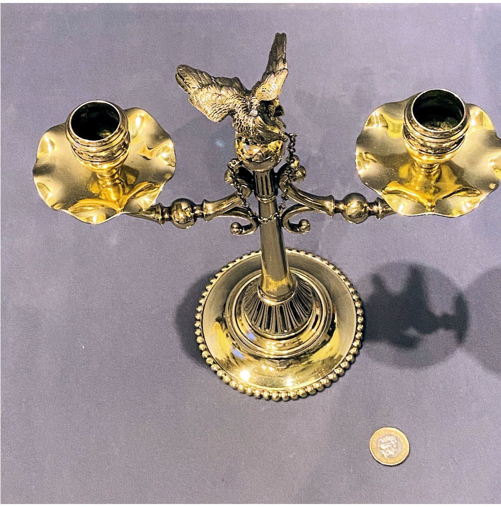 Twin Branch Brass Candelabra with Parrot — view 4