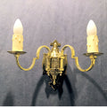 Twin Branch Electric Wall Light — Brass, 1920's