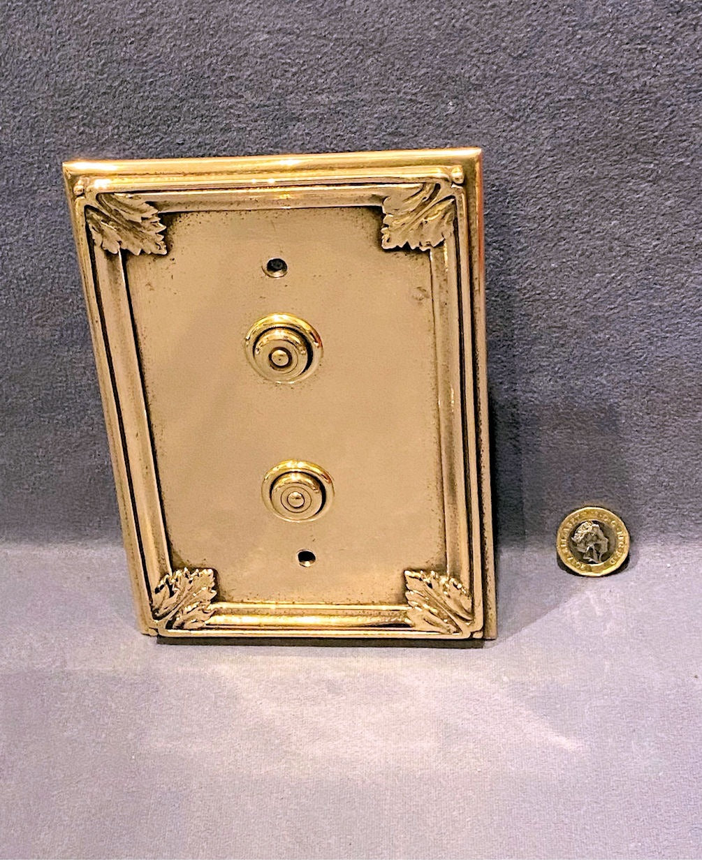 Twin Interior Electric Bell Push — Brass, 1930's