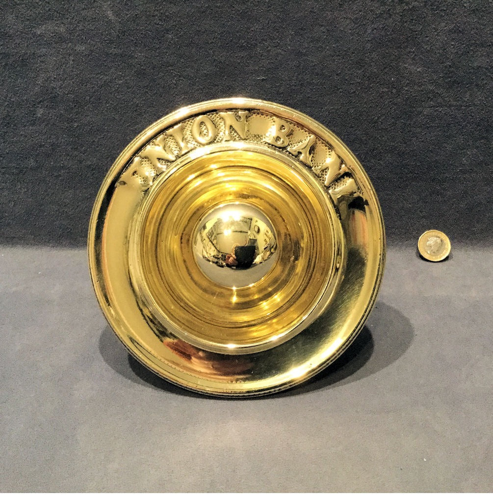Union Bank Exterior Brass Bell Pull — Brass, late 19th century