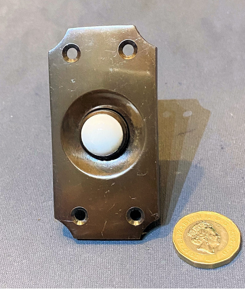 Unused Brass Exterior Electric Bell Push, 2 available — Brass, 1930's