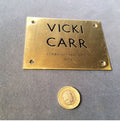 Vicki Carr Brass Dressing Room Plaque — Brass, 1976