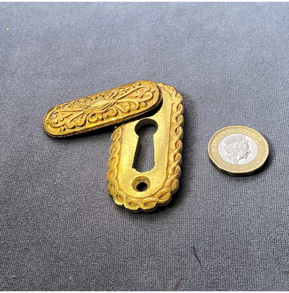 W.T.S Unused Brass Keyhole with Cover — view 2
