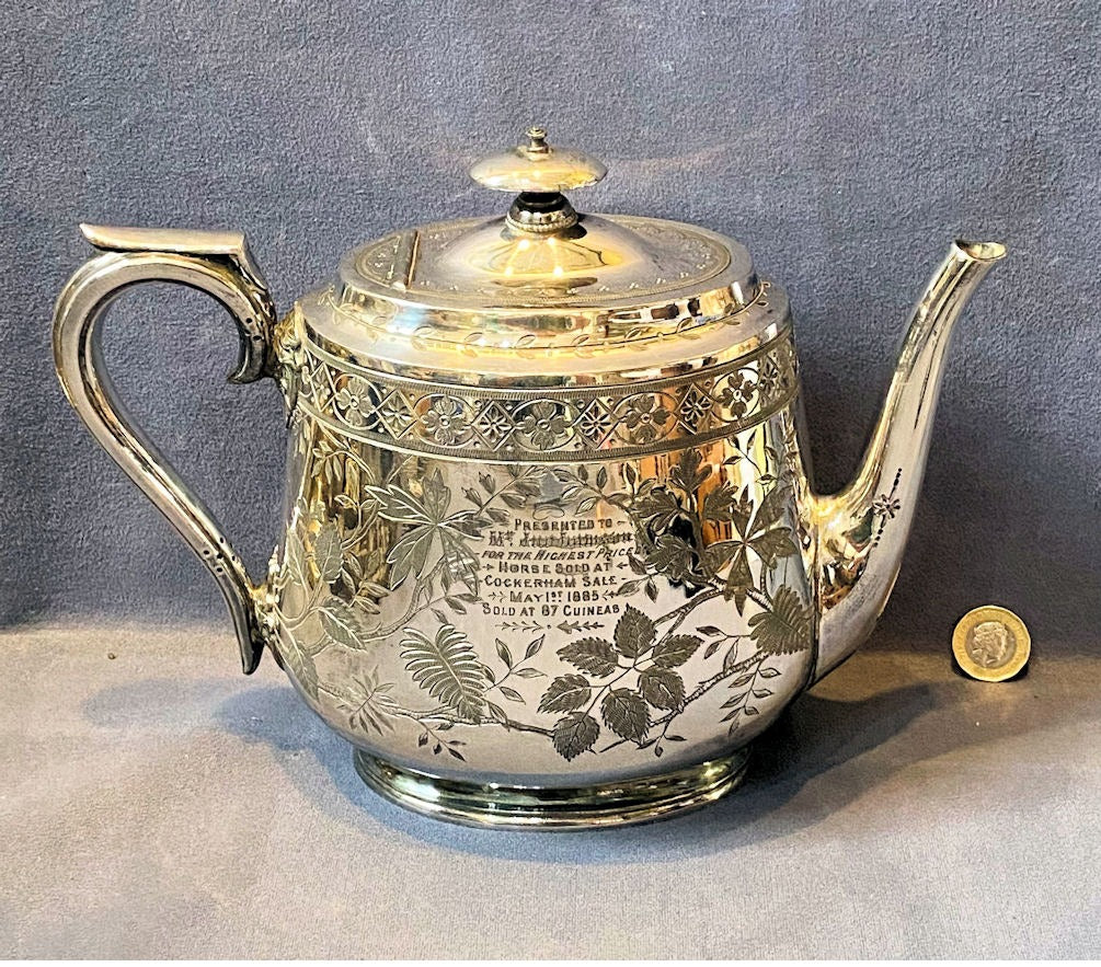 Walker & Hall 1885 Presentation Teapot — Silver, late 19th century