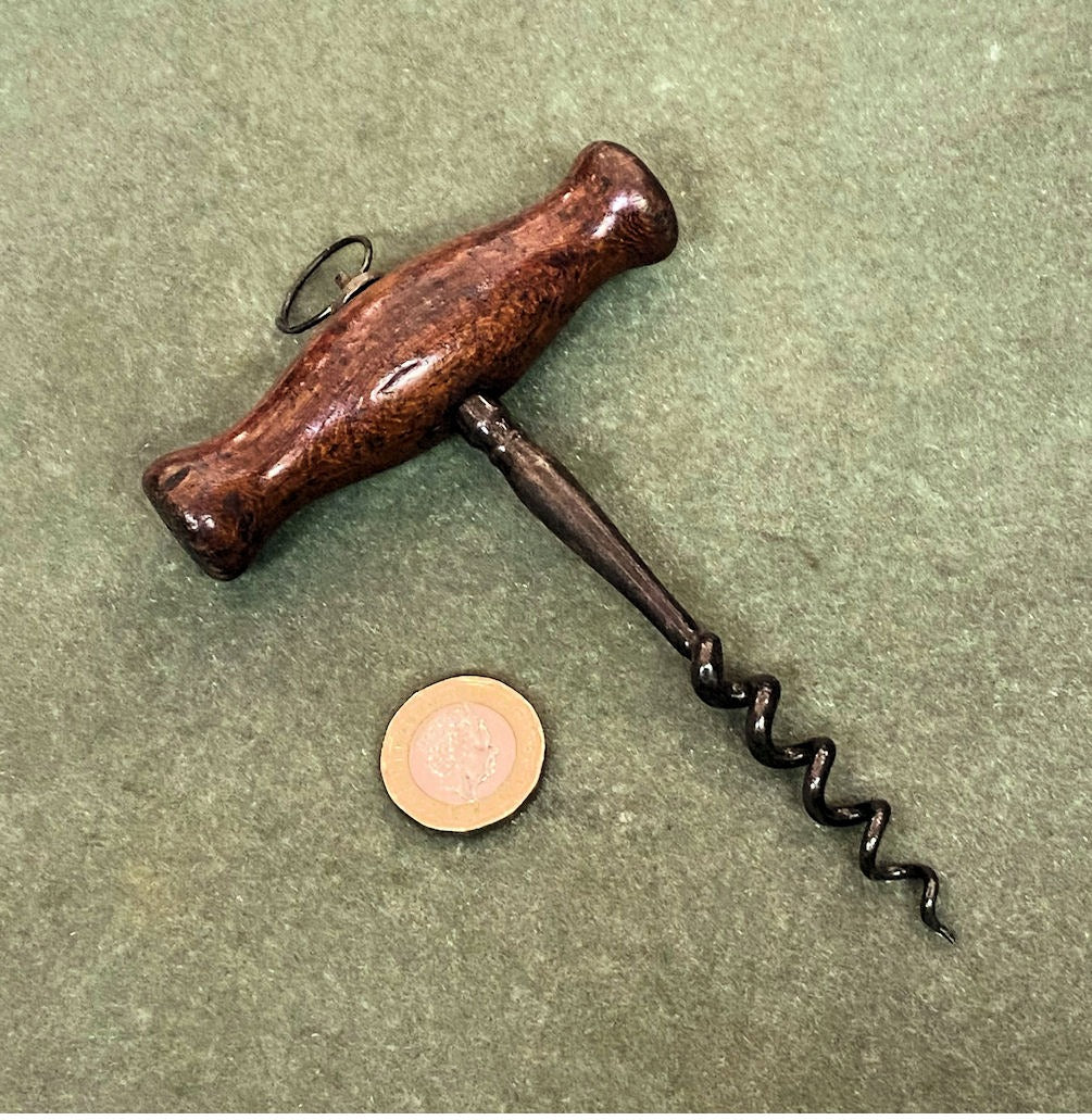 Walnut Handles Corkscrew — Steel, 1920's