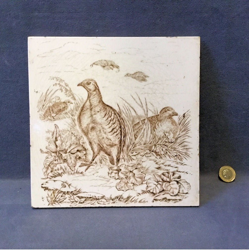 Wedgwood Partridges Tile — Wood, late 19th century