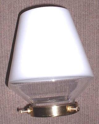 White & Clear Lamp Shade, 3 available — Glass, circa 1900