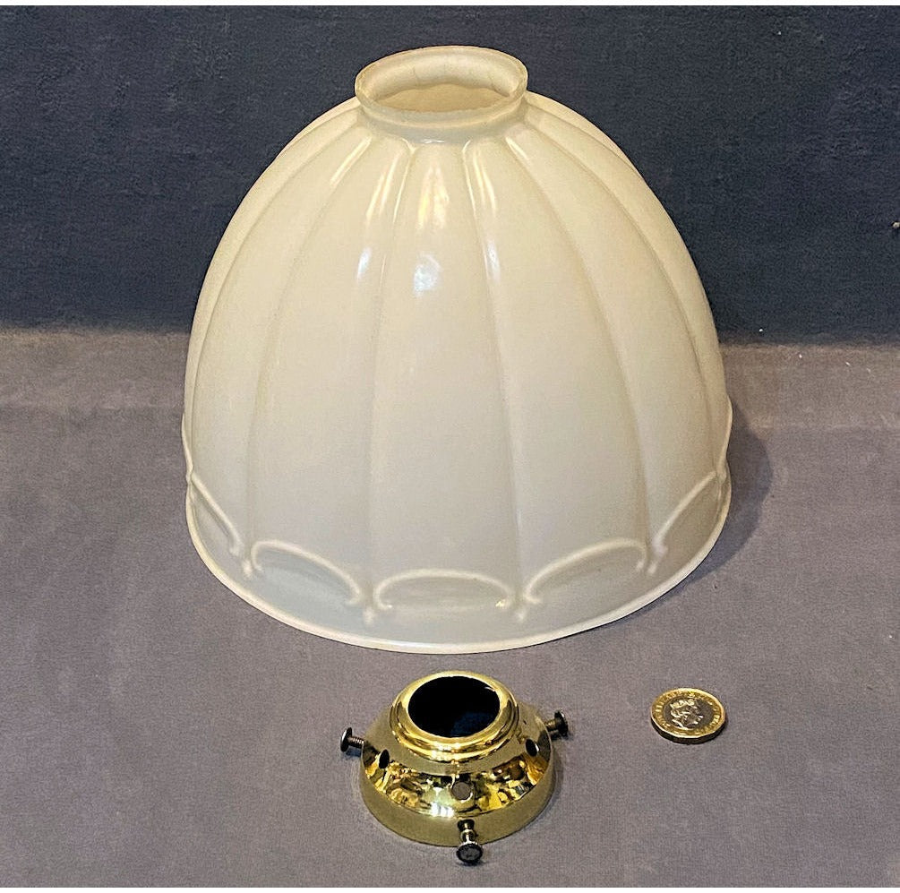 White Embossed Glass Lamp Shade — view 2