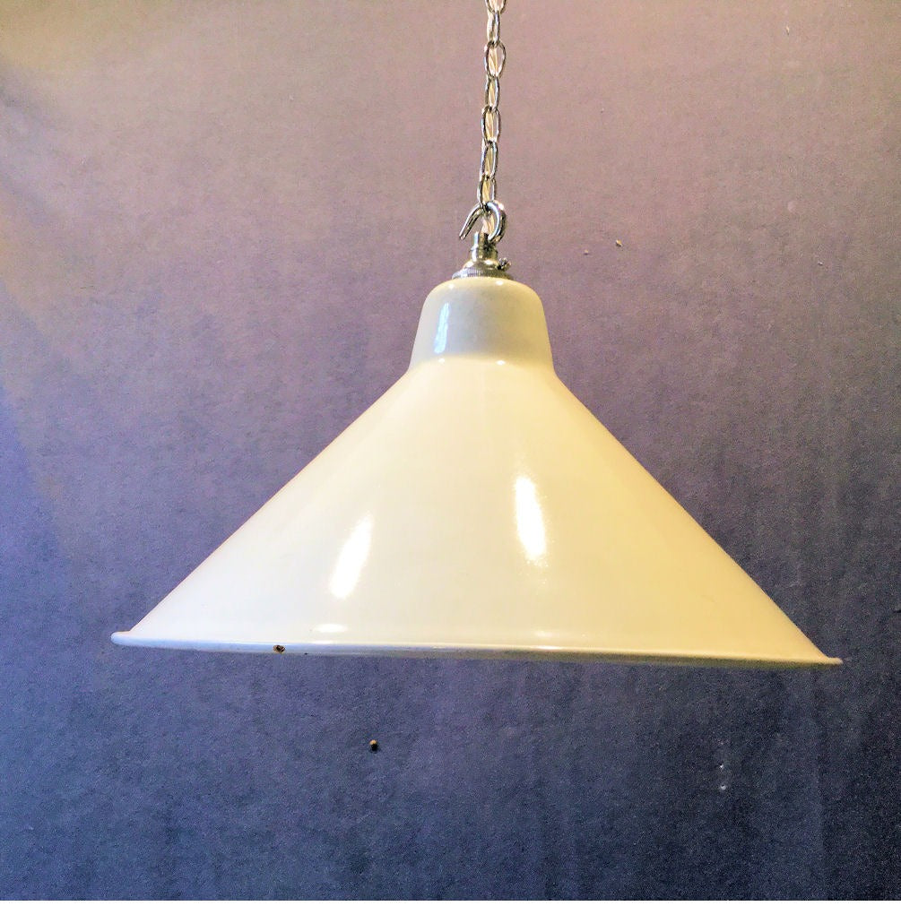 White Enamel Electric Light Fitting — Enamel, 1920's