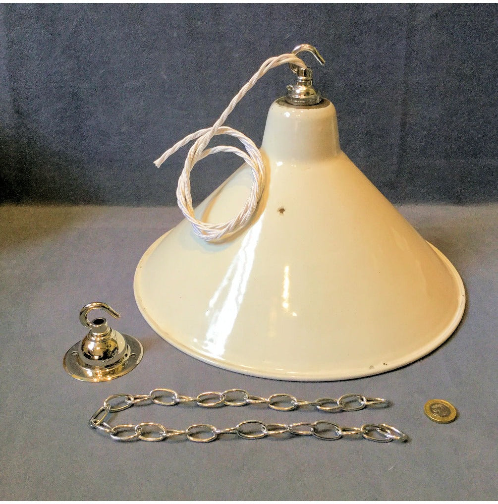 White Enamel Electric Light Fitting — view 2