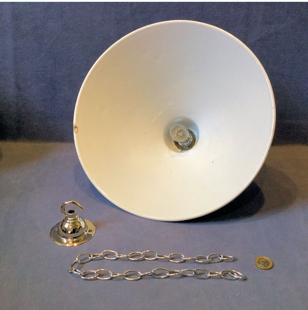 White Enamel Electric Light Fitting — view 3