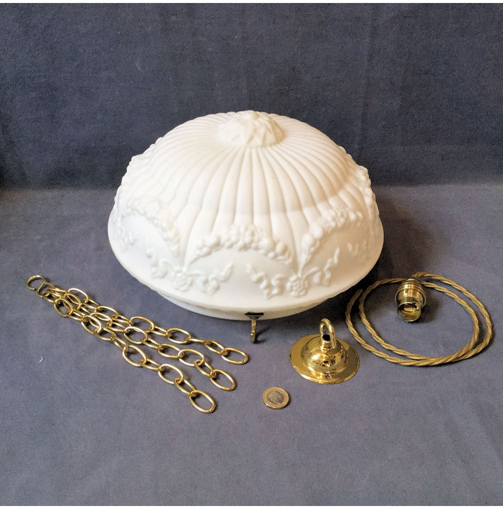 White Glass Bowl Electric Light — view 2