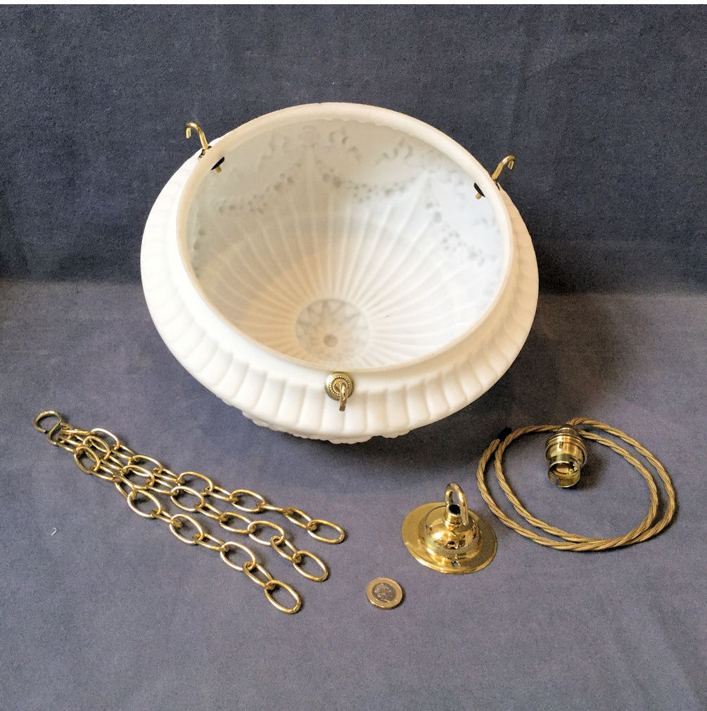 White Glass Bowl Electric Light — view 3