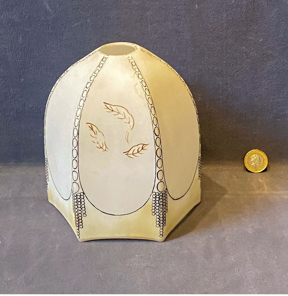White Glass Electric Lamp Shade — Glass, 1920's
