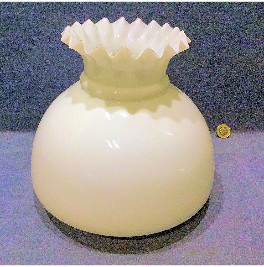 White Glass Oil Lamp Bonnet Shade — view 2