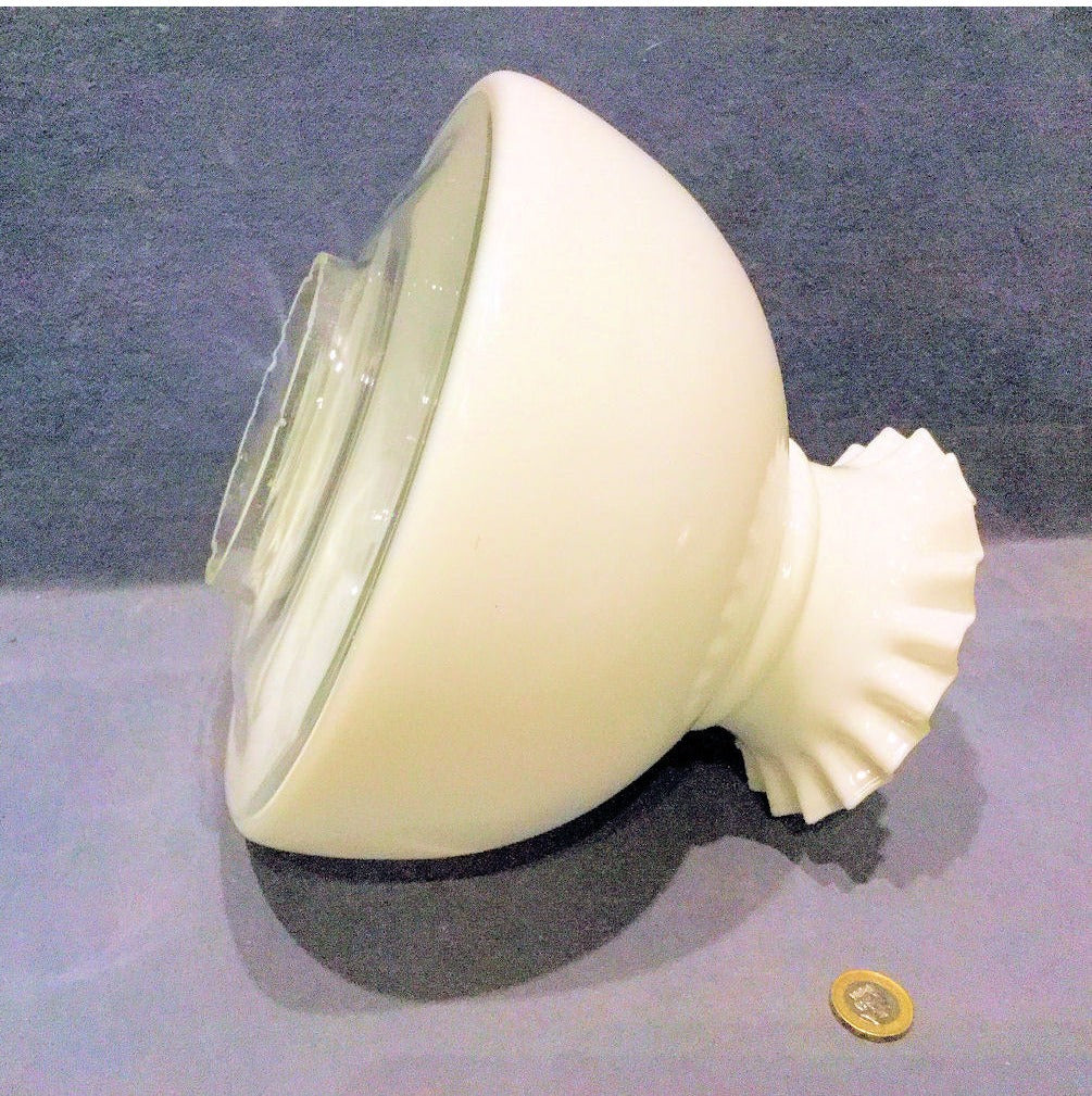 White Glass Oil Lamp Bonnet Shade — view 4
