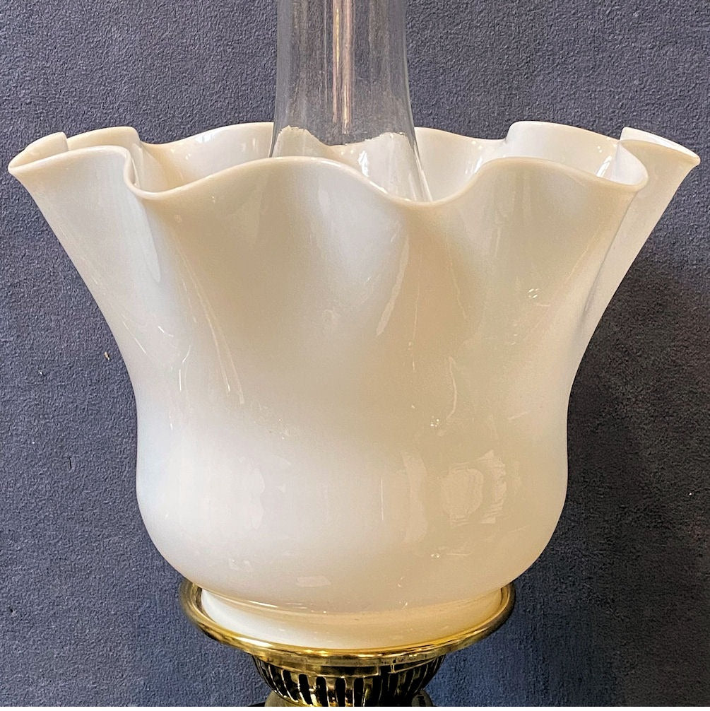 White Glass Oil Lamp Shade — Glass, circa 1900