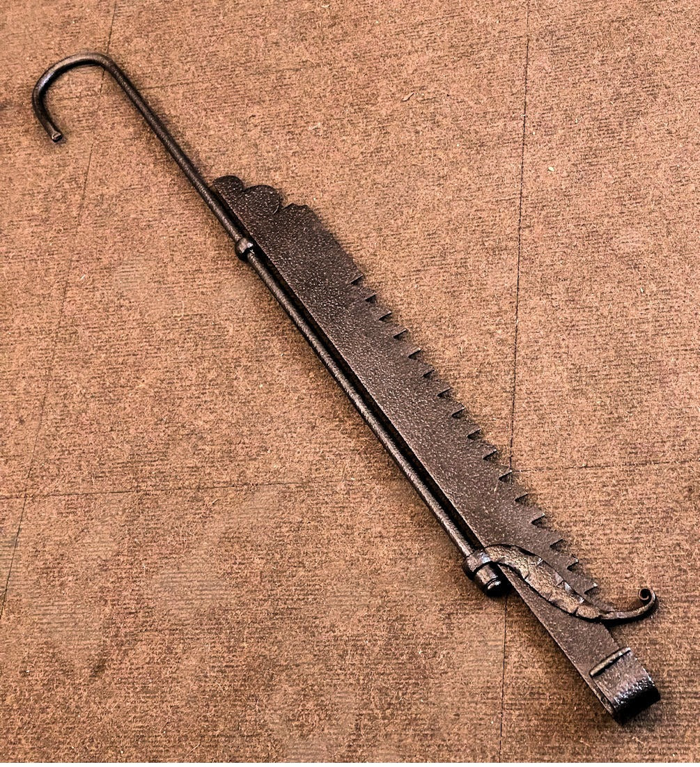 Wrought Iron Adjustable Pot Hook — Wrought iron, late 19th century