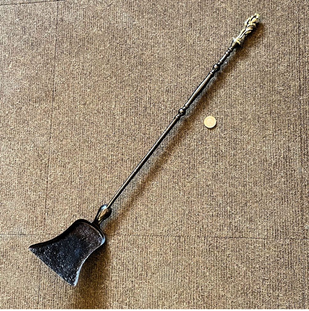 Wrought Iron and Brass Fireside Shovel — Wrought iron, late 19th century