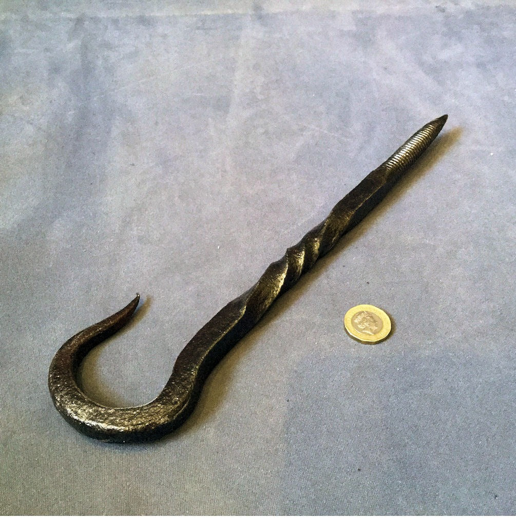 Wrought Iron Meat or Chimney Hook — Wrought iron, 19th century