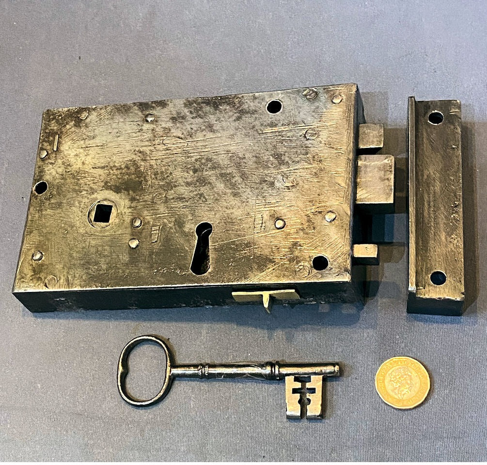 Wrought Iron Rim Lock — Wrought iron, early 19th century