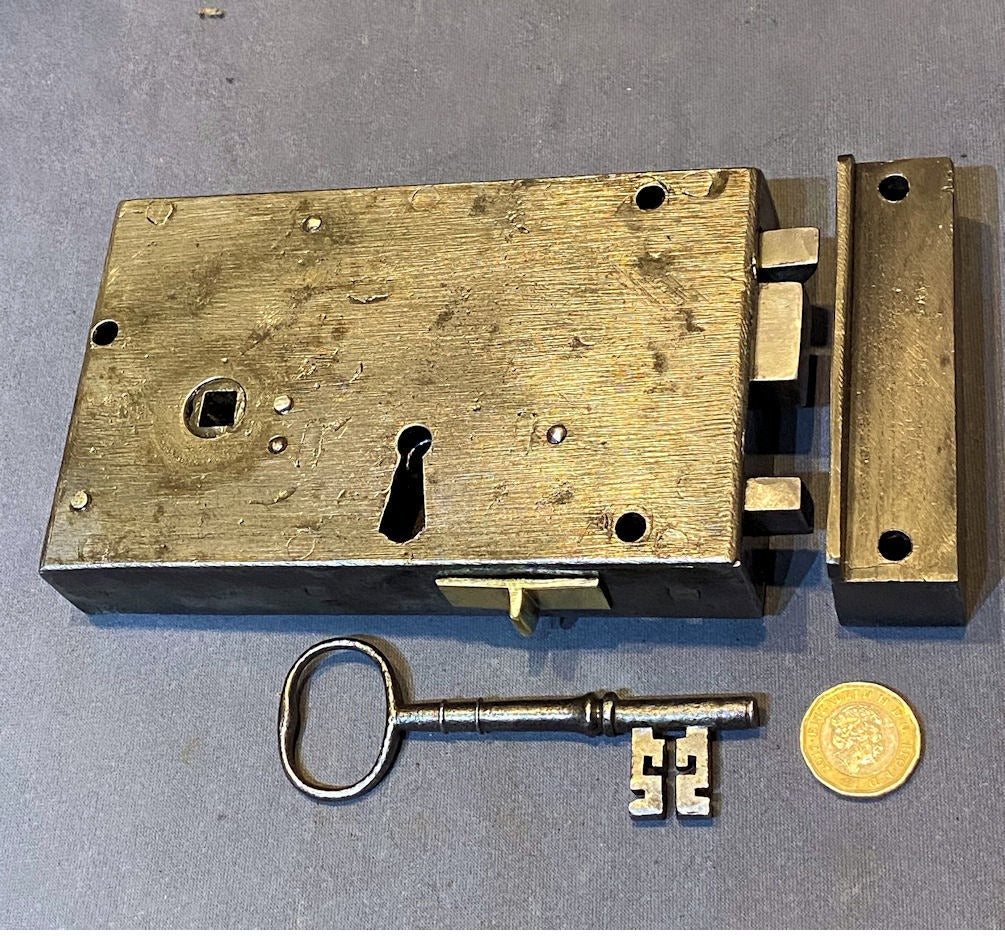 Wrought Iron Rim Lock — Wrought iron, early 19th century