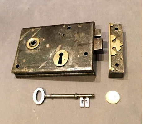 Wrought Iron Rim Lock — Wrought iron, late 19th century