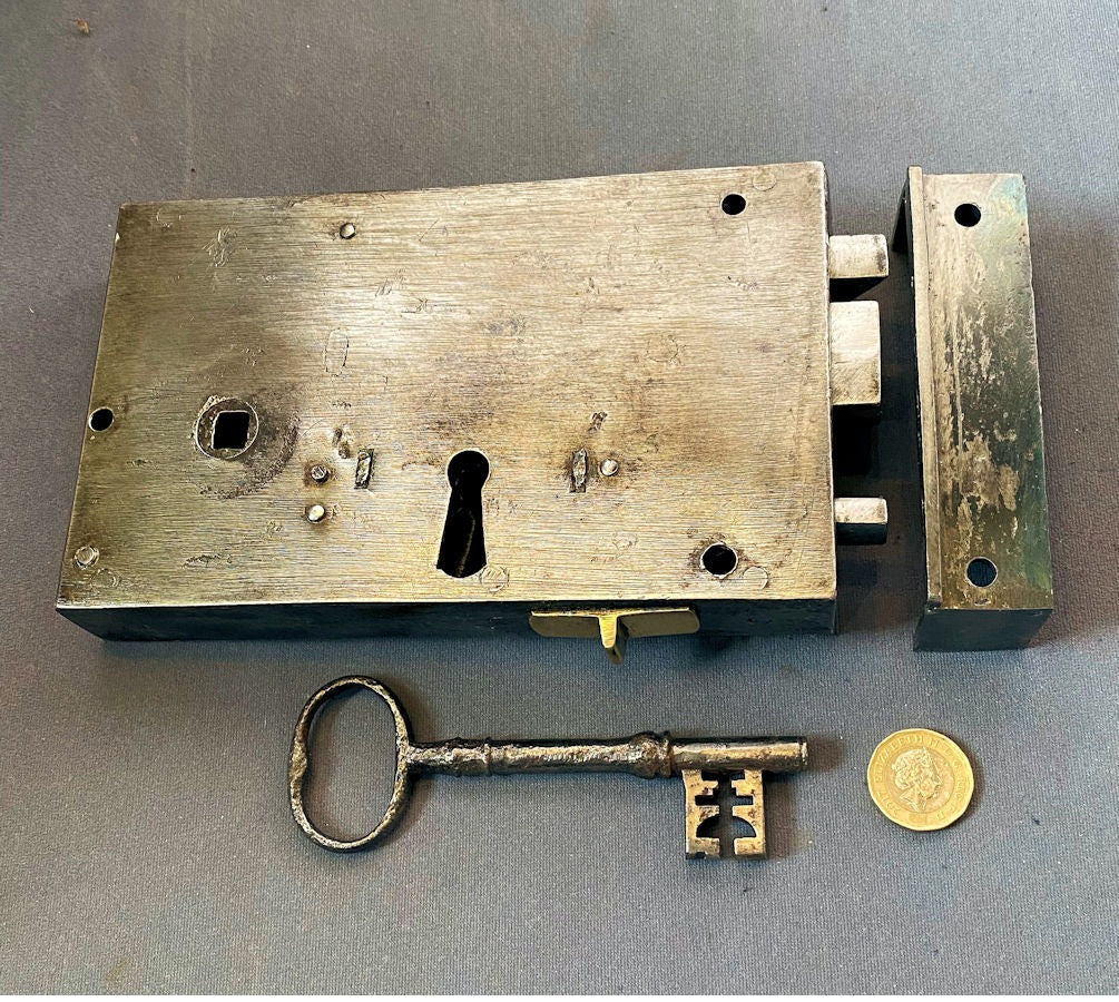 Wrought Iron Rim Lock — Wrought iron, early 19th century