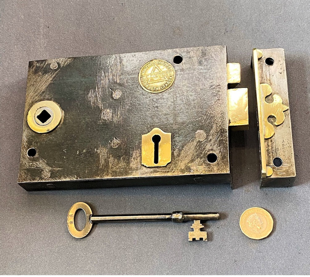 Wrought Iron Rim Lock — Wrought iron, late 19th century