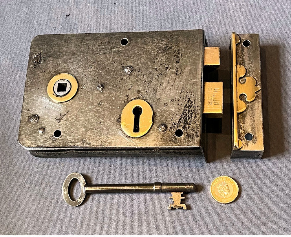 Wrought Iron Union Rim Lock — Wrought iron, 1920's