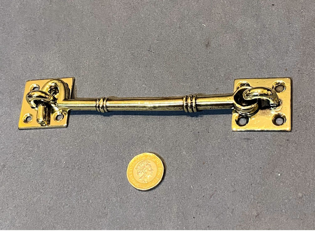 WT&S 5.5" Brass Door Hook & Eye — Brass, late 19th century