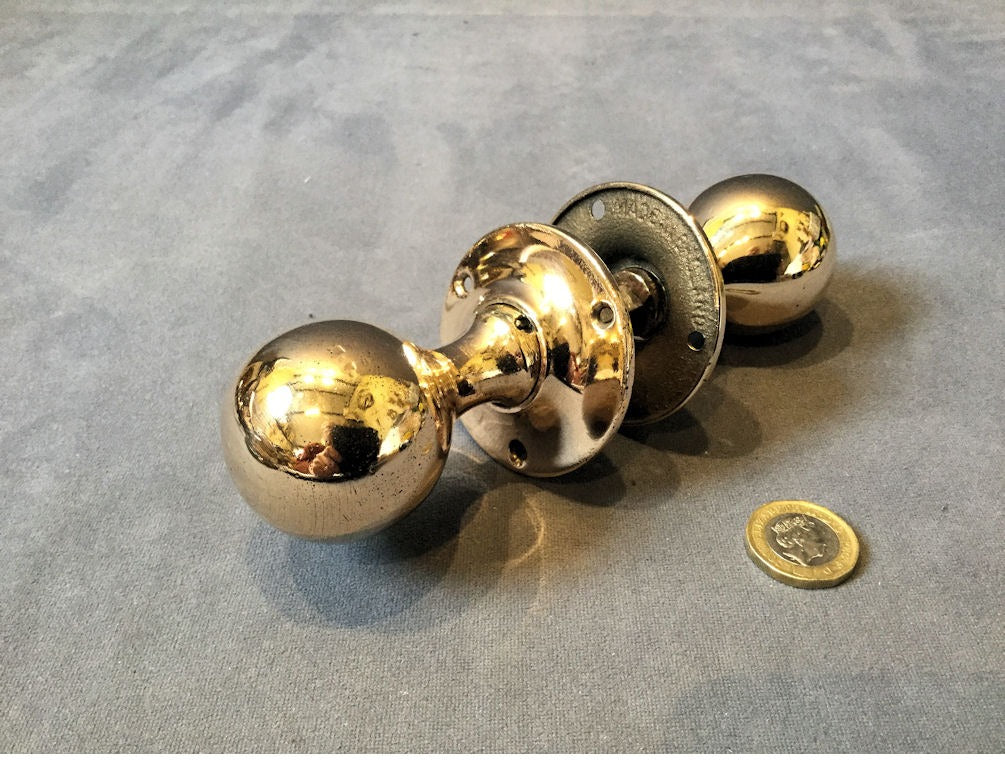 WT&S Pair of Brass Door Handles — Brass, 1920's