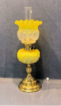 Yellow Glass Oil Table Lamp — Glass, late 19th century