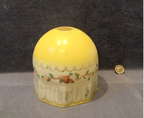 Yellow on White Glass Lamp Shade — Glass, 1920's